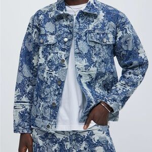 Blue Floral Lightweight Denim Jacket